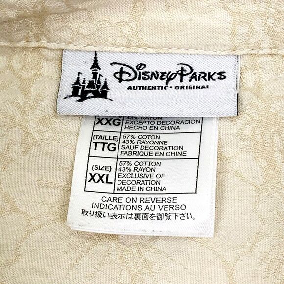 Disney Parks Hawaiian Shirt Mickey Mouse in Paradise Tan XXL Mens Beach Tiki - Picture 4 of 11